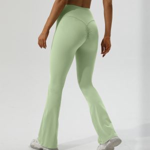 Tight Nude Feel Hip Lifting Yoga Bell-Bottom Pants Dance High Waist Training Running Casual Sports Pants Women