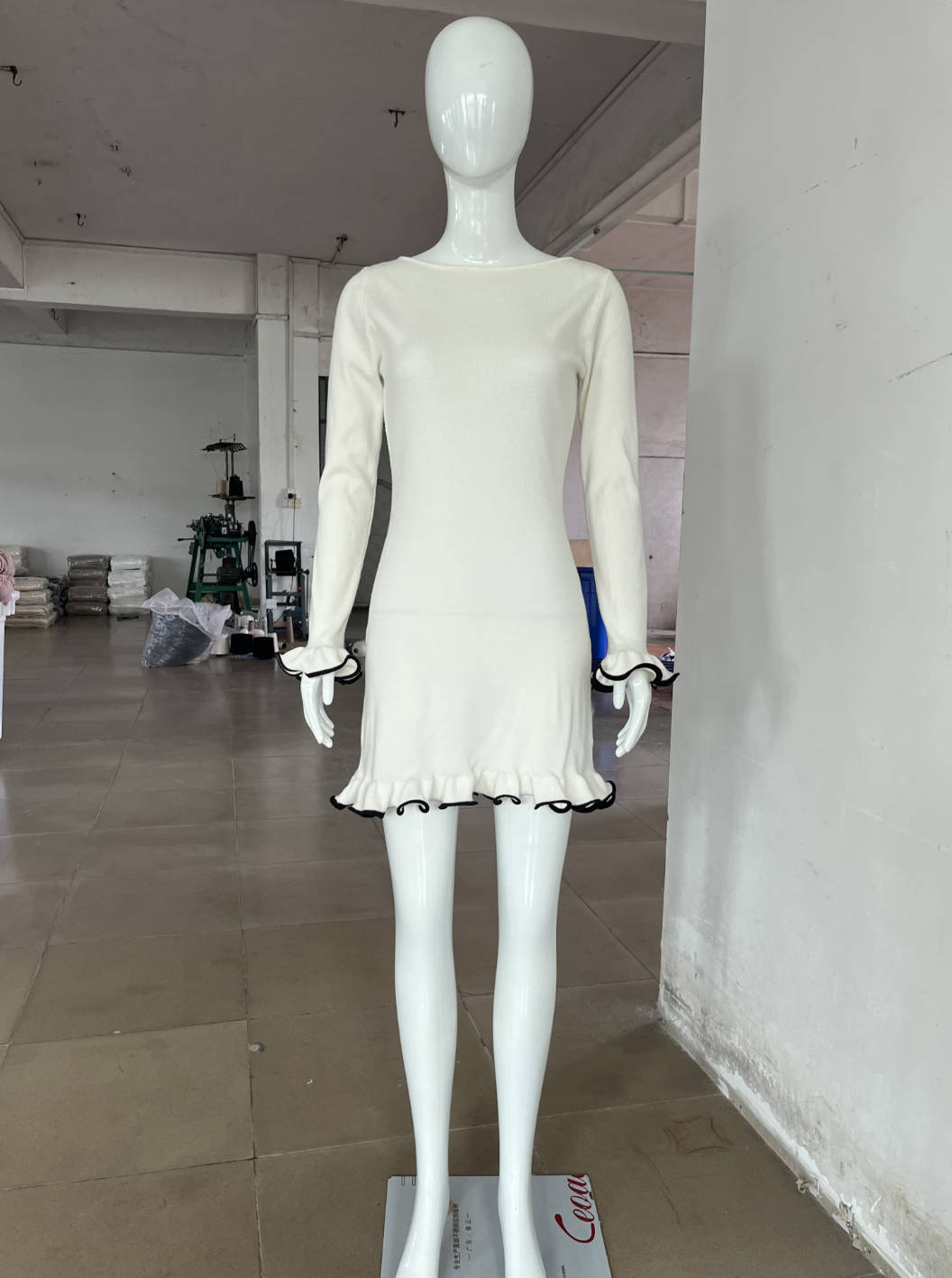 Wave Edge Dress Sexy Tight Wooden Ear Curling Knitted Dress Long Sleeve Ball Autumn Winter - Image 7