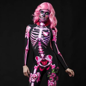 Halloween Costume Dance Horror Skull Parent Jumpsuit for Women